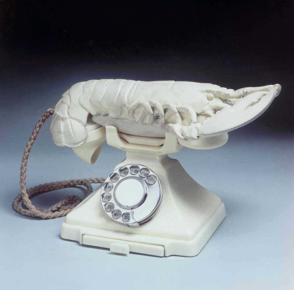 Salvador Dalí's Lobster Telephone, a rotary phone with a plaster lobster receiver.