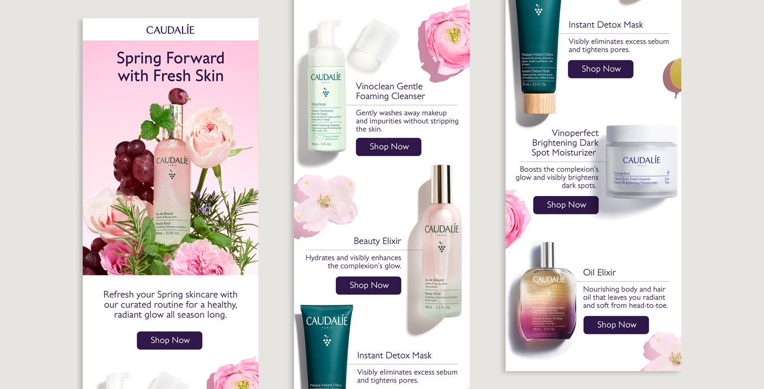 Caudalie email marketing design detail.