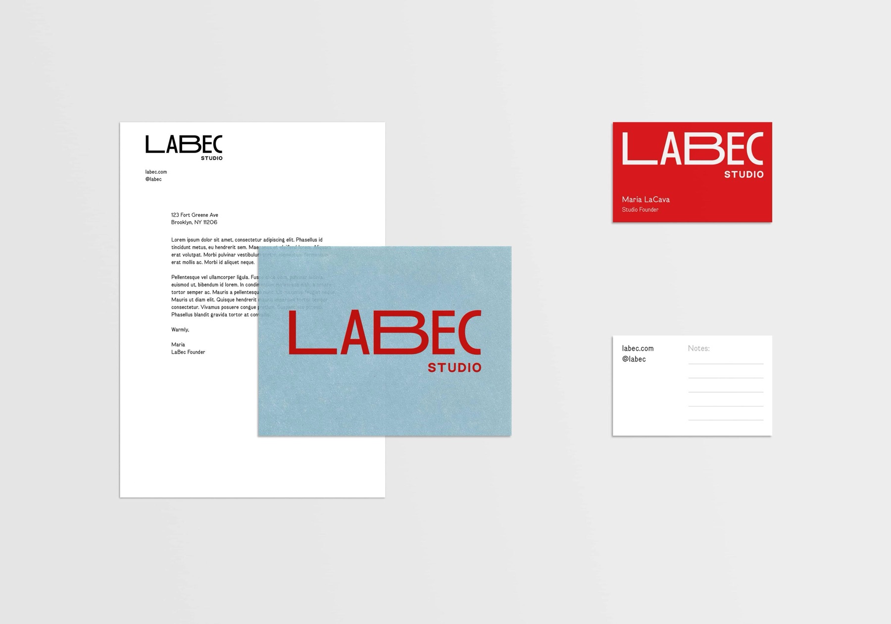 Labec branded stationery.