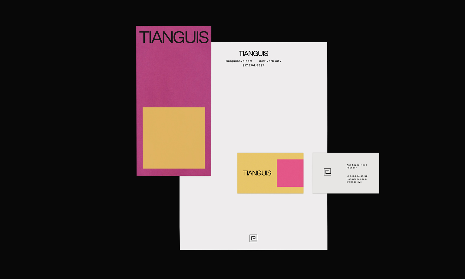 Tianguis NYC brand identity, stationery and packaging photography.