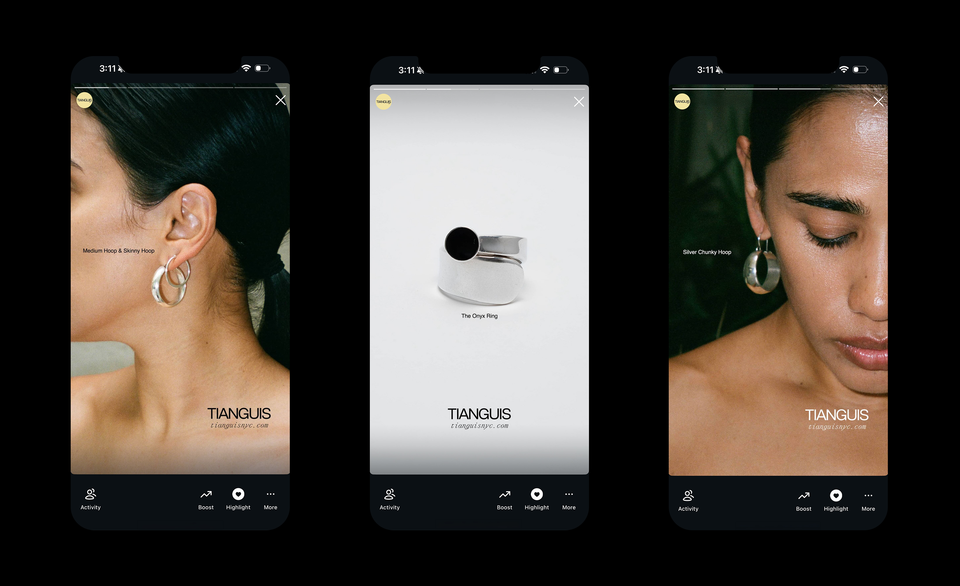 Tianguis NYC Instagram stories mockup.
