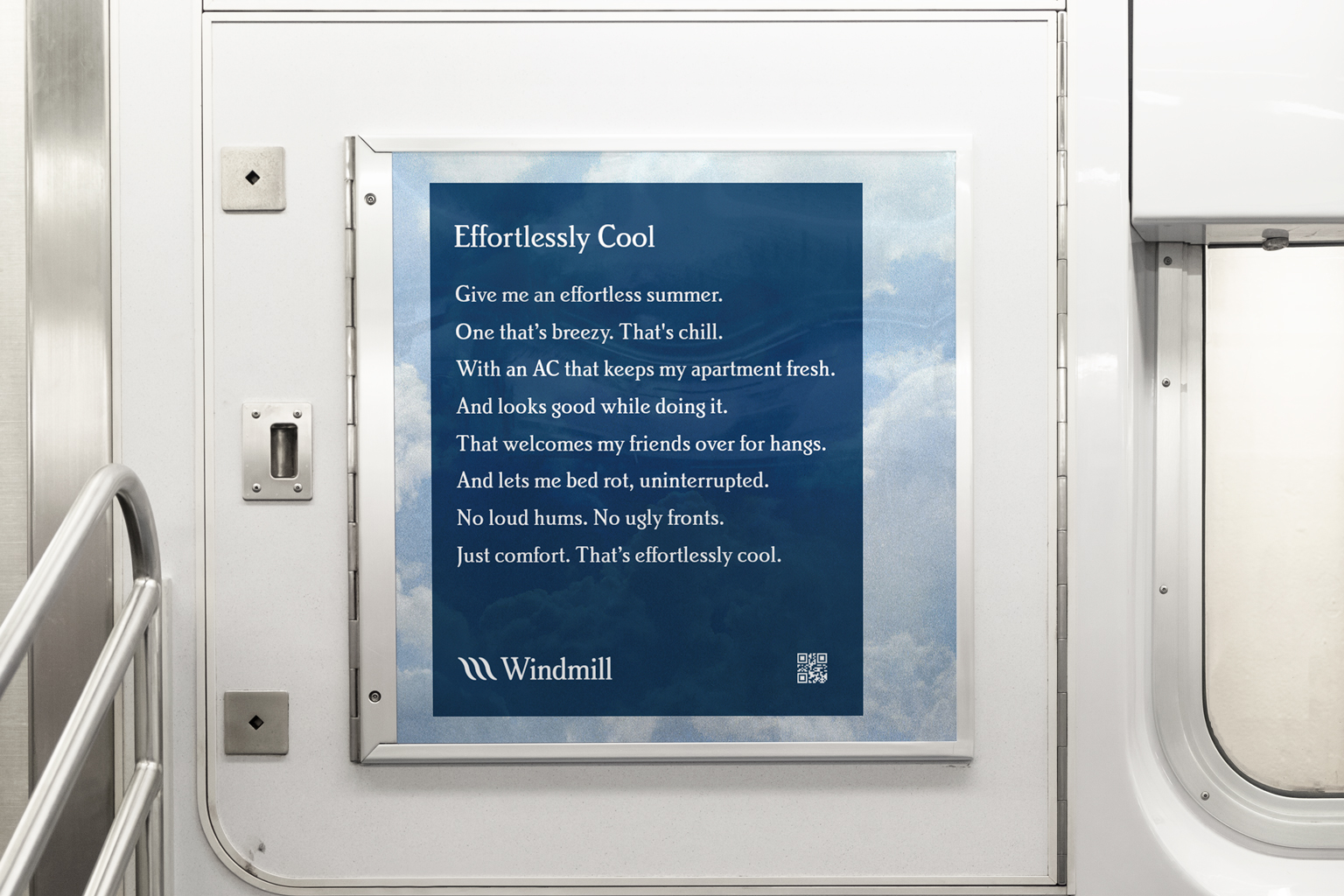 Windmill subway car advertisement.